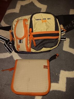 UnisexTriple Five Soul Beige and Orange Waist Bag with Cd Case Rare VINTAGE 90'S